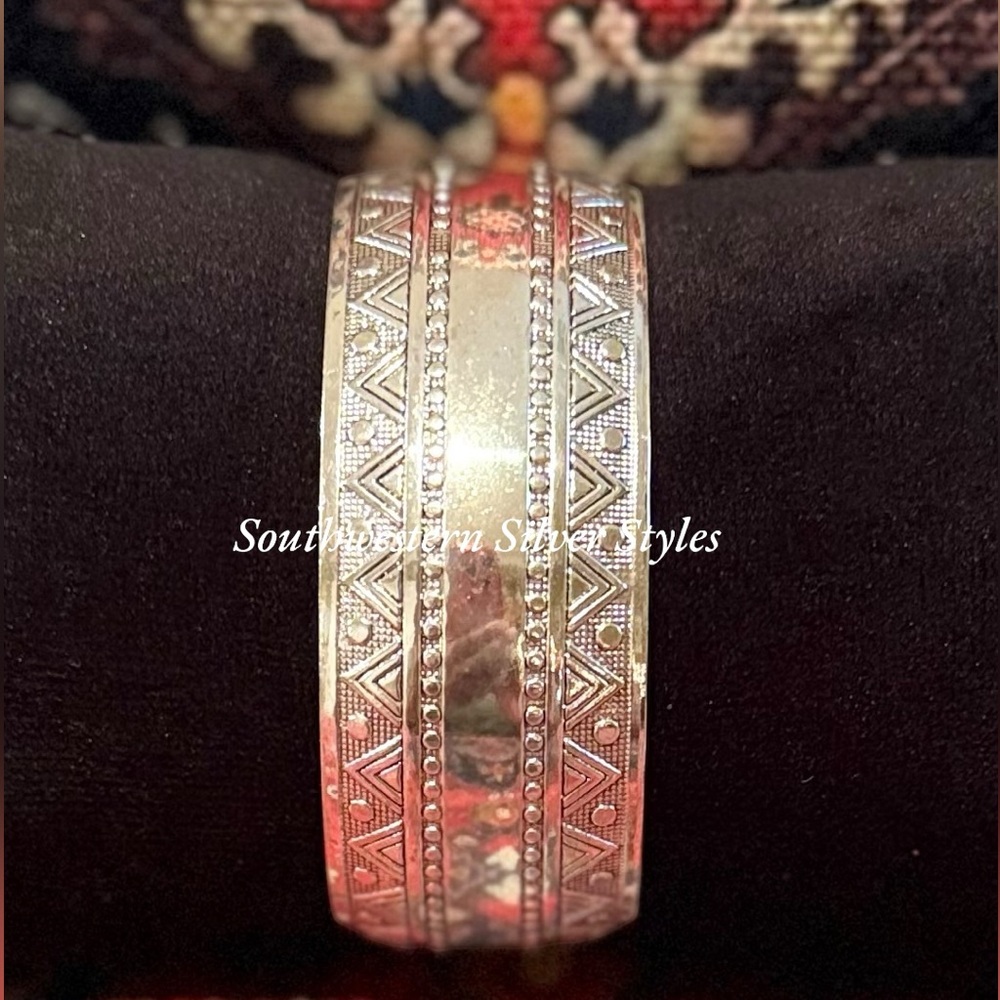 Tribal Southwestern Boho Chic Silver Plated Adjustable Bangle Cuff Bracelet